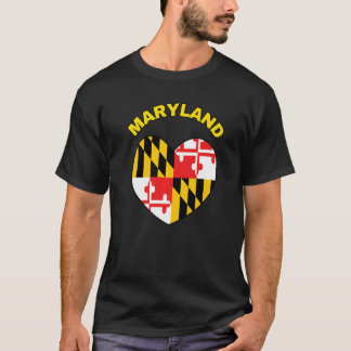 I Love Maryland MD State Flag Heart Baltimore Hon T-Shirt