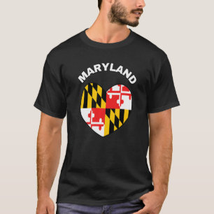 I Love Maryland MD State Flag Heart Baltimore Hon  T-Shirt