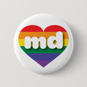 I Love Maryland Rainbow Heart 6 Cm Round Badge