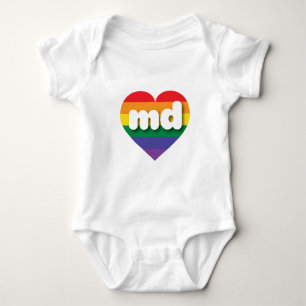 I Love Maryland Rainbow Heart Baby Bodysuit