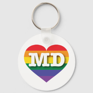 I Love Maryland Rainbow Heart Key Ring