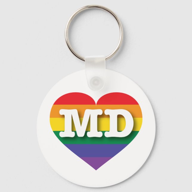 I Love Maryland Rainbow Heart Key Ring (Front)