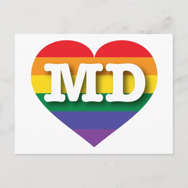 I Love Maryland Rainbow Heart Postcard (Front)