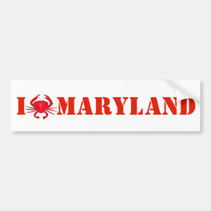 I Love Maryland Red Crab Crabs Bumper Sticker