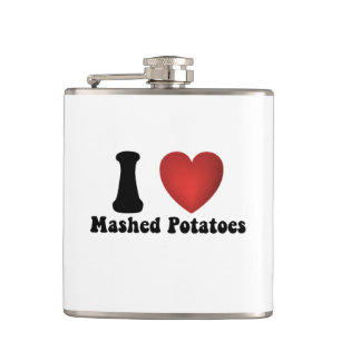 I Love Mashed Potatoes Thanksgiving Dinner Gift Hip Flask