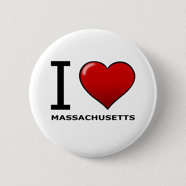I LOVE MASSACHUSETTS 6 CM ROUND BADGE (Front)