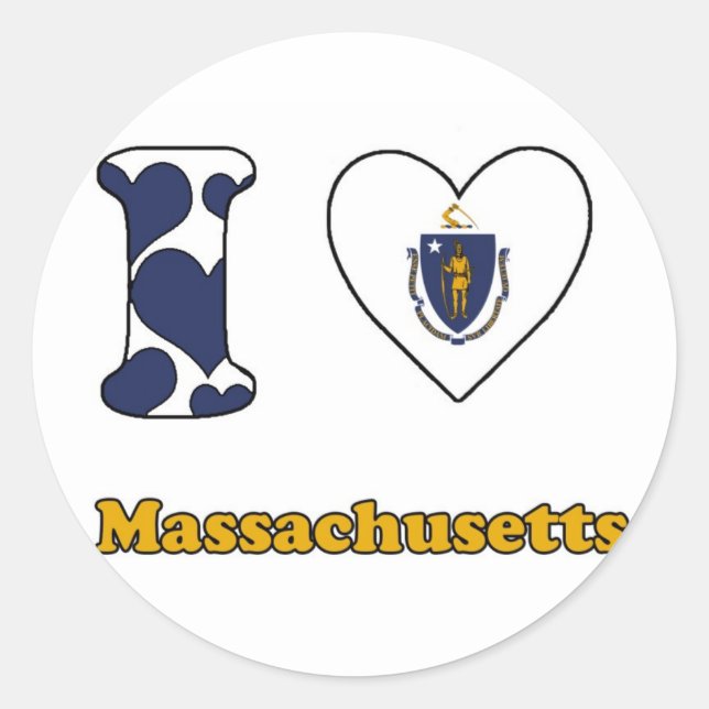 I love Massachusetts Classic Round Sticker (Front)