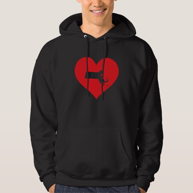 I Love Massachusetts Heart  Resident State Pride Hoodie (Front)