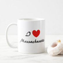 I Love Massachusetts Heart Typography Coffee Mug
