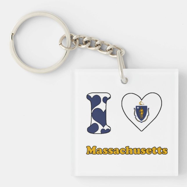 I love Massachusetts Key Ring (Front)