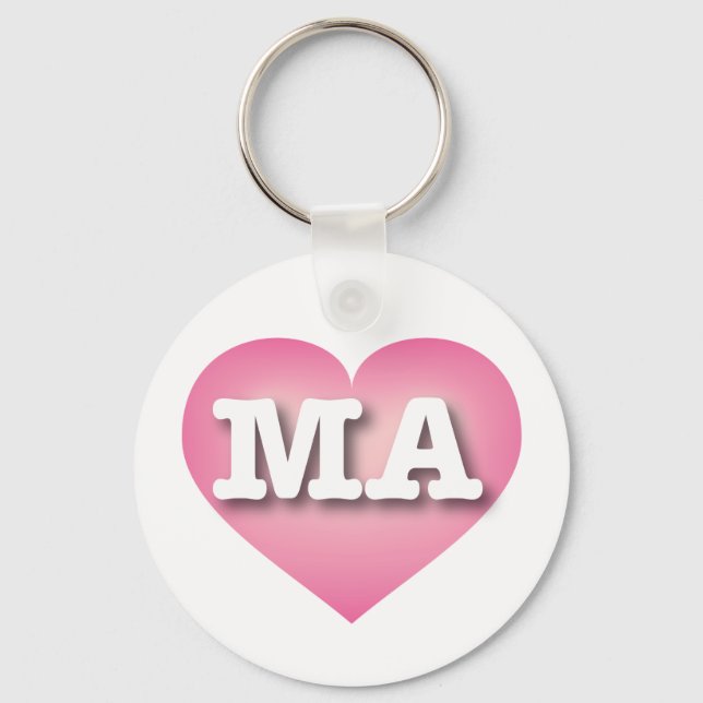 I love Massachusetts - MA pink fade heart Key Ring (Front)