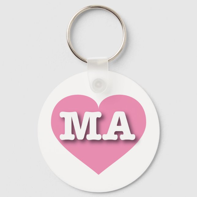 I love Massachusetts - MA pink heart Key Ring (Front)