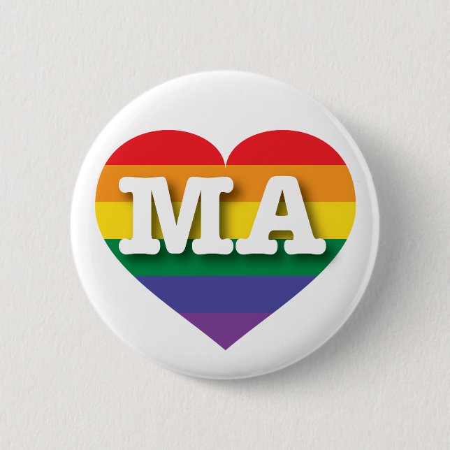 I Love Massachusetts Rainbow Heart 6 Cm Round Badge (Front)