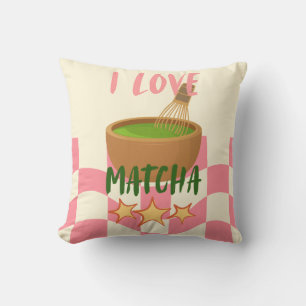 I Love Matcha Throw Pillow Kawaii Matcha Cushion