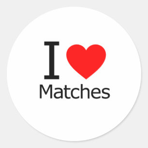 I Love Matches Classic Round Sticker