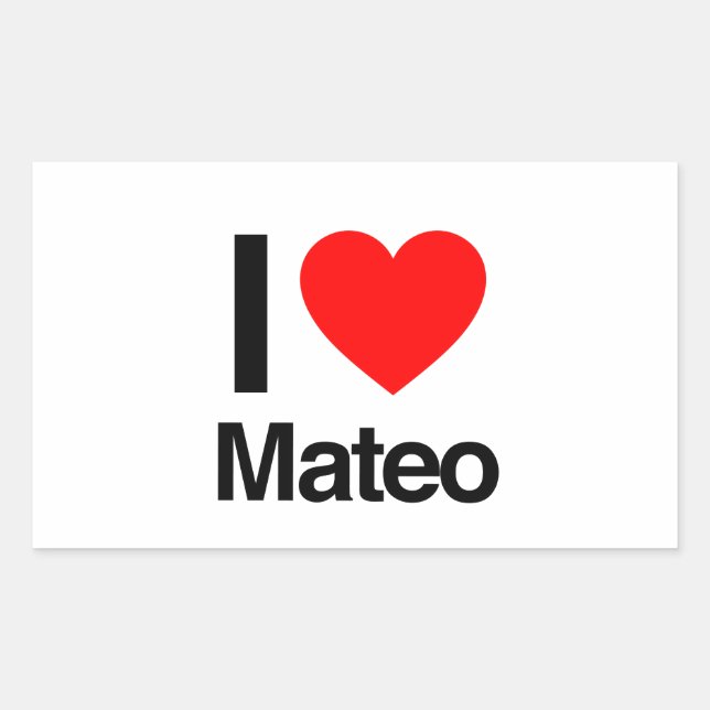 i love mateo rectangular sticker (Front)