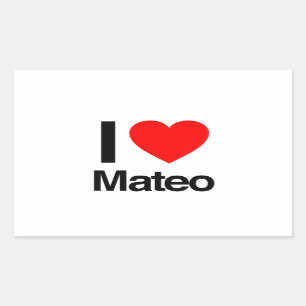 i love mateo rectangular sticker