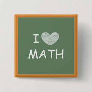 I Love Math 15 Cm Square Badge