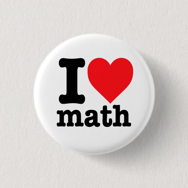 "I love math" 3 Cm Round Badge (Front)