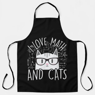 I Love Math And Cats Cute Kitty Cat Apron