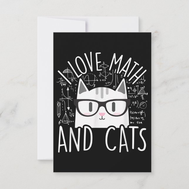 I Love Math And Cats Cute Kitty Cat Card (Front)