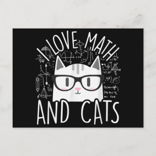 I Love Math And Cats Cute Kitty Cat Holiday Postcard