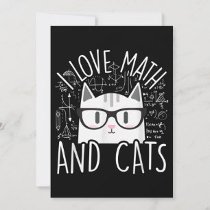 I Love Math And Cats Cute Kitty Cat Invitation
