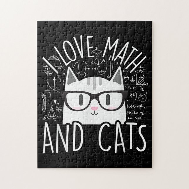 I Love Math And Cats Cute Kitty Cat Jigsaw Puzzle (Vertical)