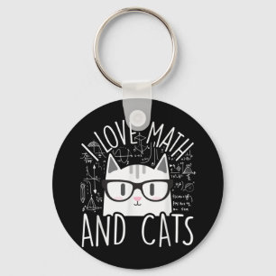 I Love Math And Cats Cute Kitty Cat Key Ring