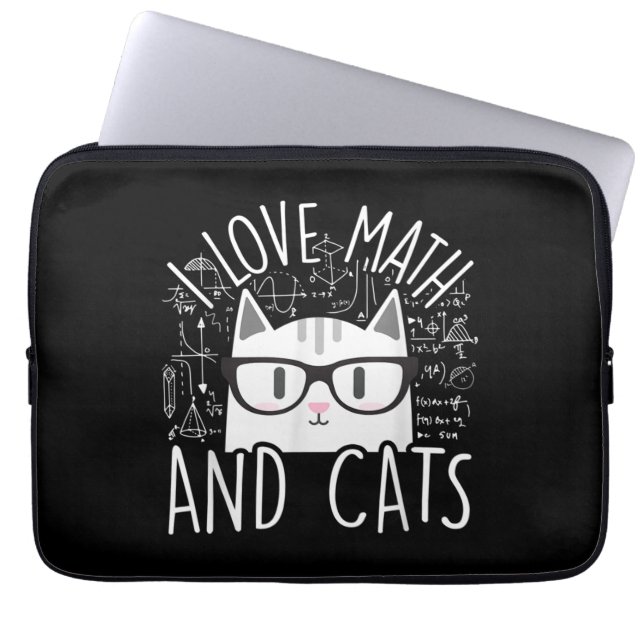 I Love Math And Cats Cute Kitty Cat Laptop Sleeve (Front)