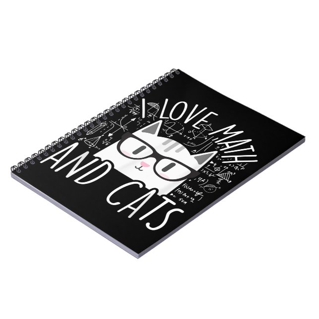 I Love Math And Cats Cute Kitty Cat Notebook (Left Side)