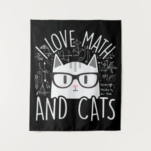 I Love Math And Cats Cute Kitty Cat Tapestry