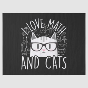 I Love Math And Cats Cute Kitty Cat Tissue Paper