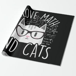 I Love Math And Cats Cute Kitty Cat Wrapping Paper