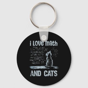 I Love Math And Cats Funny Cat Lover Science Teach Key Ring