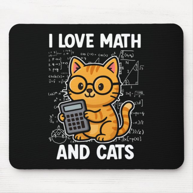 I Love Math And Cats Mouse Mat (Front)