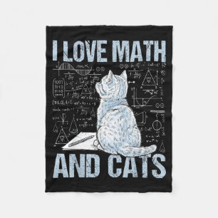 I Love Math And Cats Science Teacher Student Funny Fleece Blanket