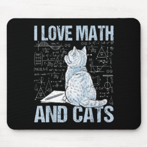 I Love Math And Cats Science Teacher Student Funny Mouse Mat
