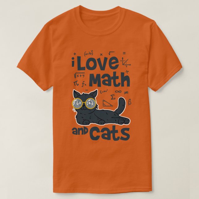 I Love Math and Cats T-Shirt (Design Front)