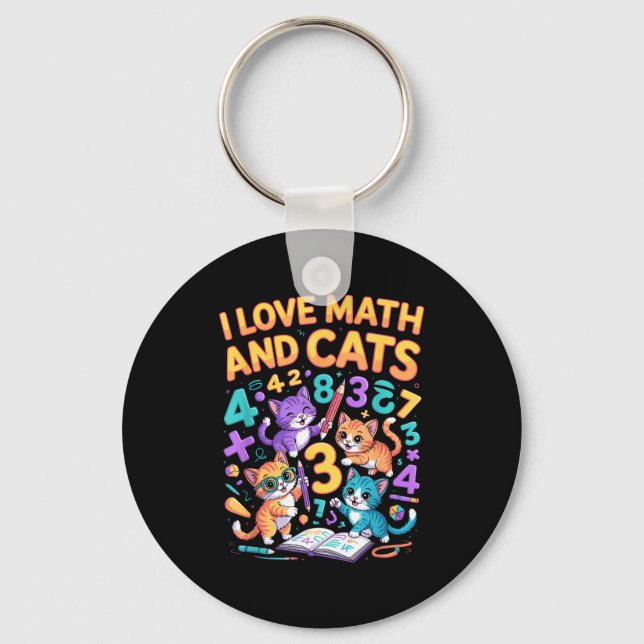 I Love Math And Cats Teacher Student  Key Ring (Front)