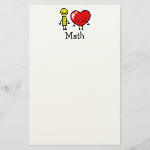 I Love Math Cartoon Stationery