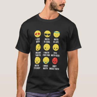 I Love Math Emoji Emoticons, Teacher Mathletes Gra T-Shirt
