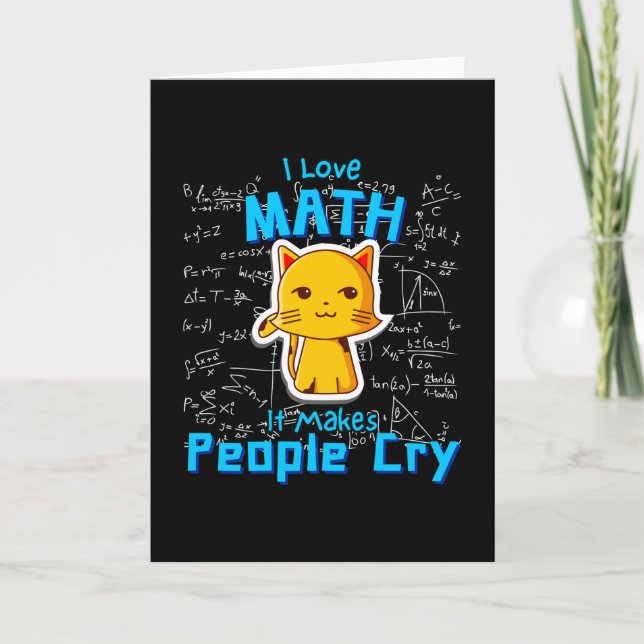 I Love Math Funny Mathematician Cat Formulas Geek Card (Front)