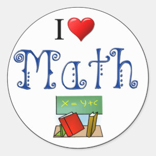 I Love Math Heart Books Classroom Classic Round Sticker