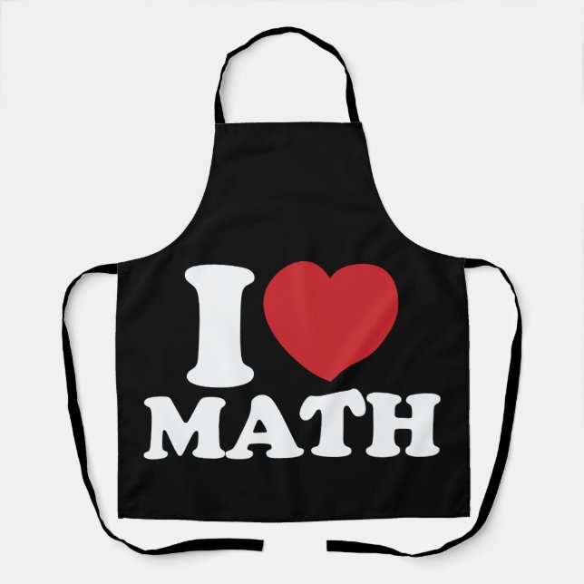 I Love Math I Heart Groovy Retro Apron (Front)