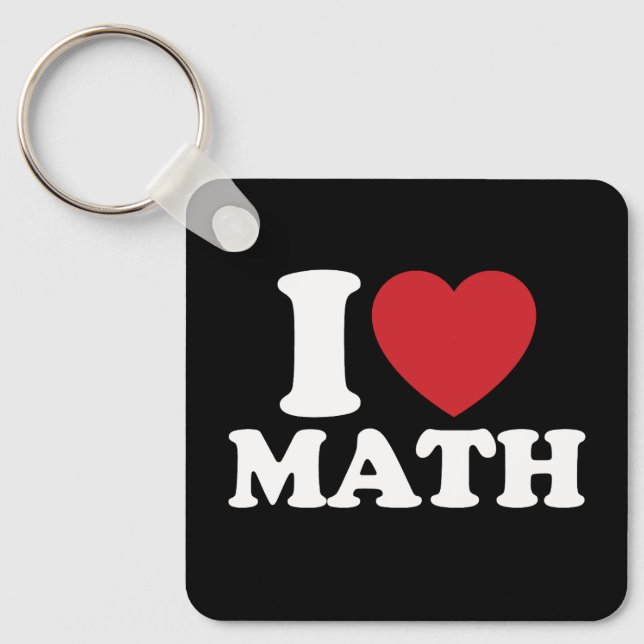 I Love Math I Heart Groovy Retro Key Ring (Front)