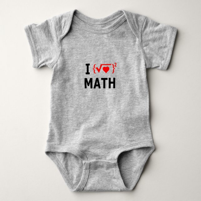 I Love Math White Baby Bodysuit (Front)