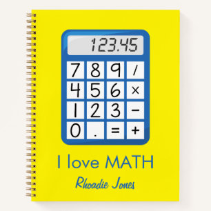 I love Math yellow and blue Notebook