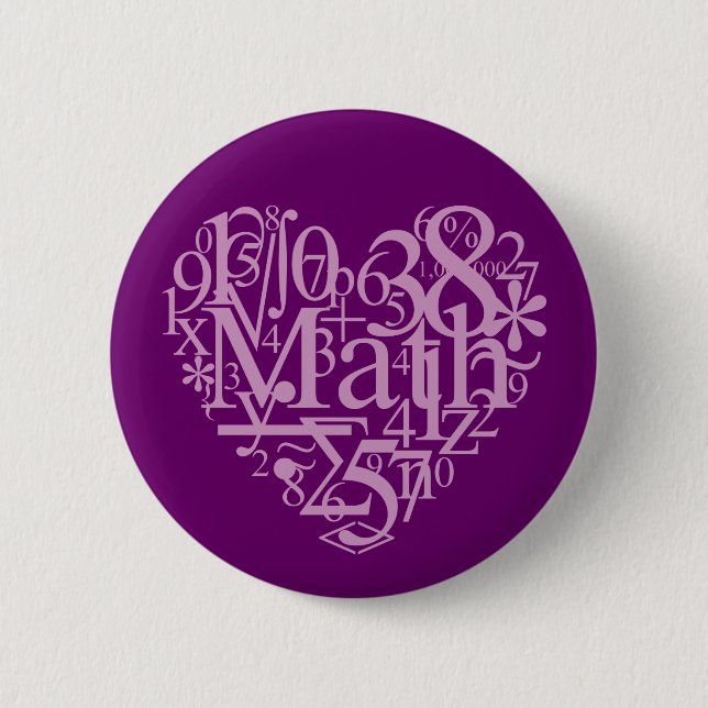 I Love MathButton 6 Cm Round Badge (Front)