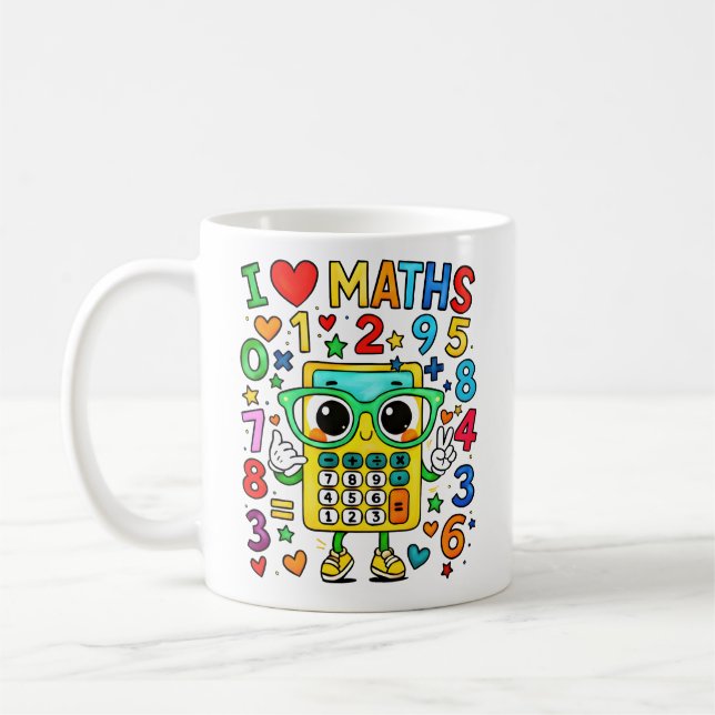 I Love Maths Cute Calculator Mug for Kids (Left)